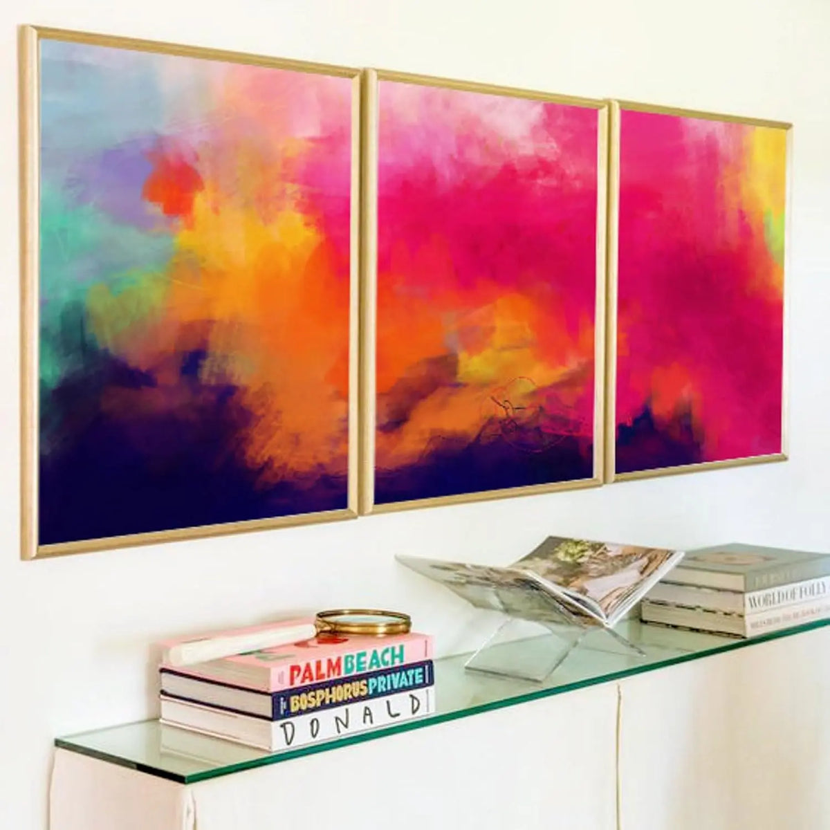 Set Of 3 Abstract Wall Art s Vivid Colours A2 Size Posters-Pixel Demon