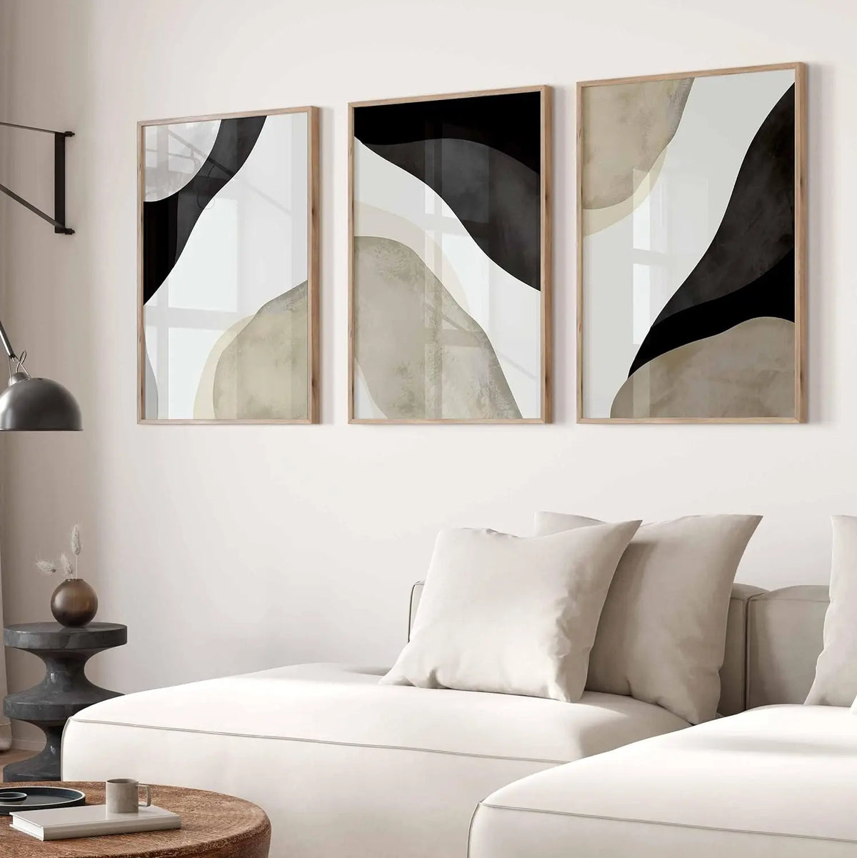 Set of 3 Abstract Black and White Neutral Art A2 Size Posters-Pixel Demon