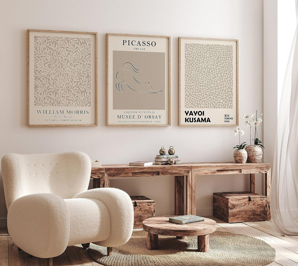 Set of 3 Picasso William Morris Neutral A2 Size Posters-Pixel Demon