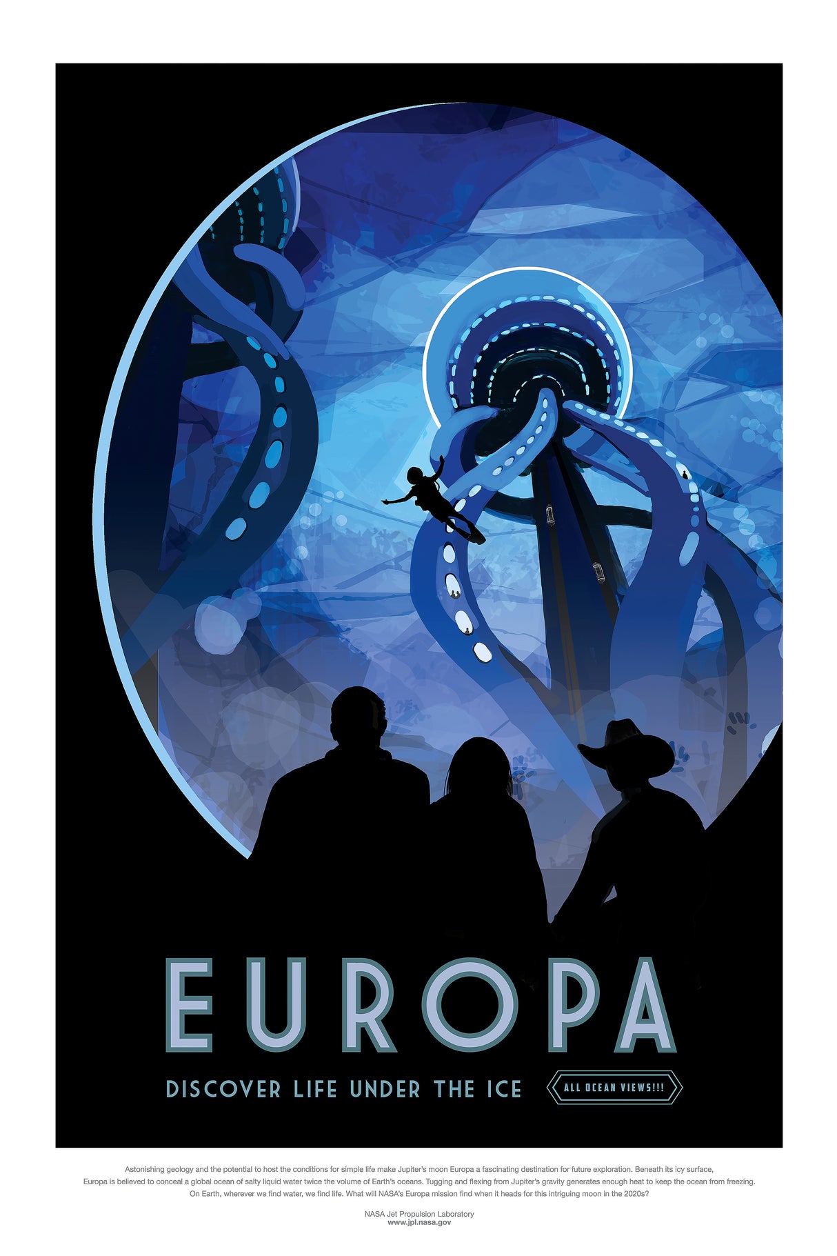 Retro NASA Space Travel Style Europa A2 Size Posters-Pixel Demon