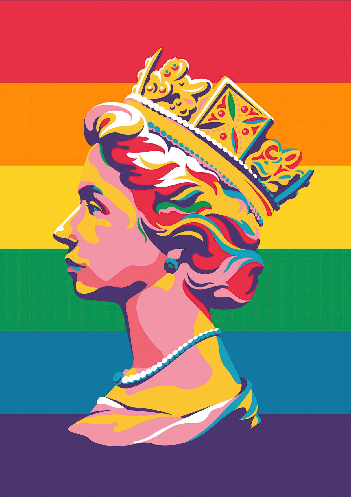 Queen Elizabeth Gay Pride Wall Art A2 Size Posters-Pixel Demon