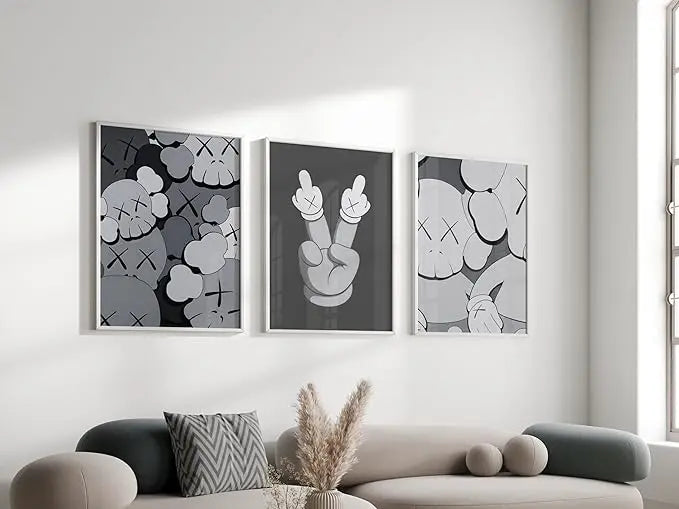Hypebeast Wall Art Grey Set Of 3 Wall Art A2 Size Posters-Pixel Demon