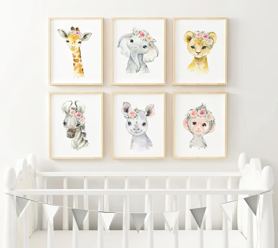 Safari Animal Wall Art Full Set A2 Size Posters-Pixel Demon