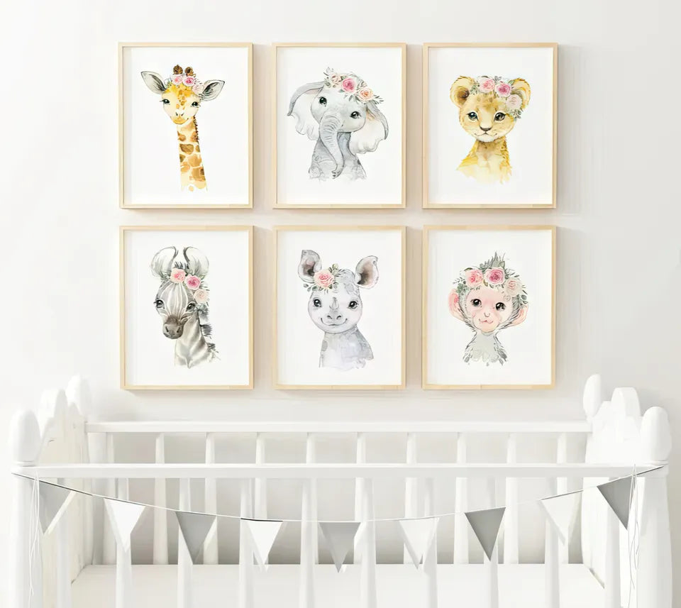 Safari Animal Wall Art Full Set A2 Size Posters-Pixel Demon