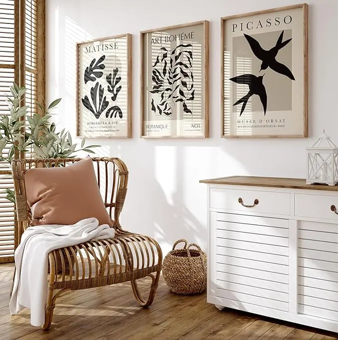 Matisse Picasso Wall Art Neutral And Black Set A2 Size Posters-Pixel Demon