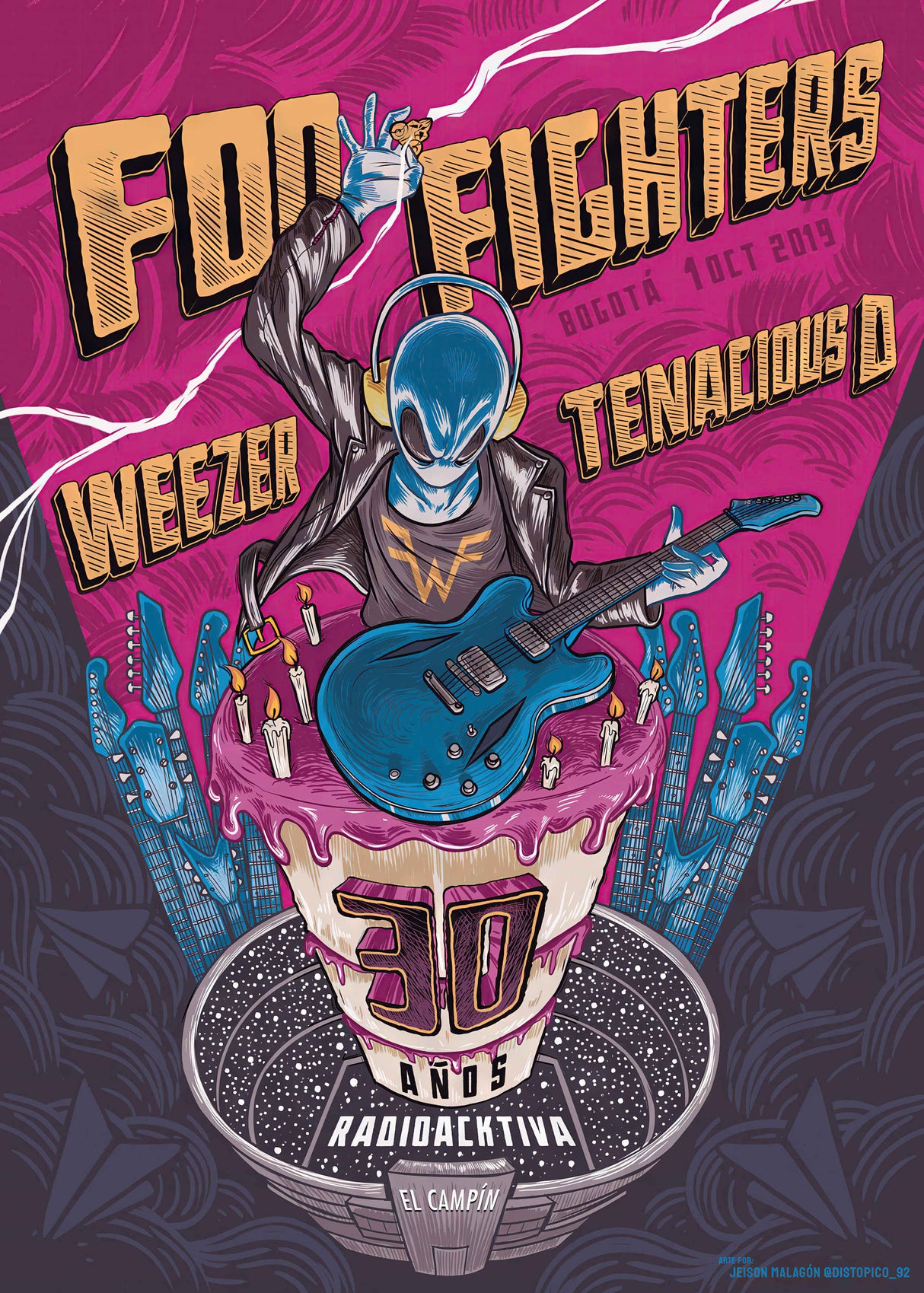 Foo Fighters 3 Vintage Gig A2 Size Posters-Pixel Demon