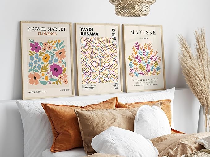 Matisse Kusama Wall Art Set Of 3 Pastel Color A2 Size Posters-Pixel Demon
