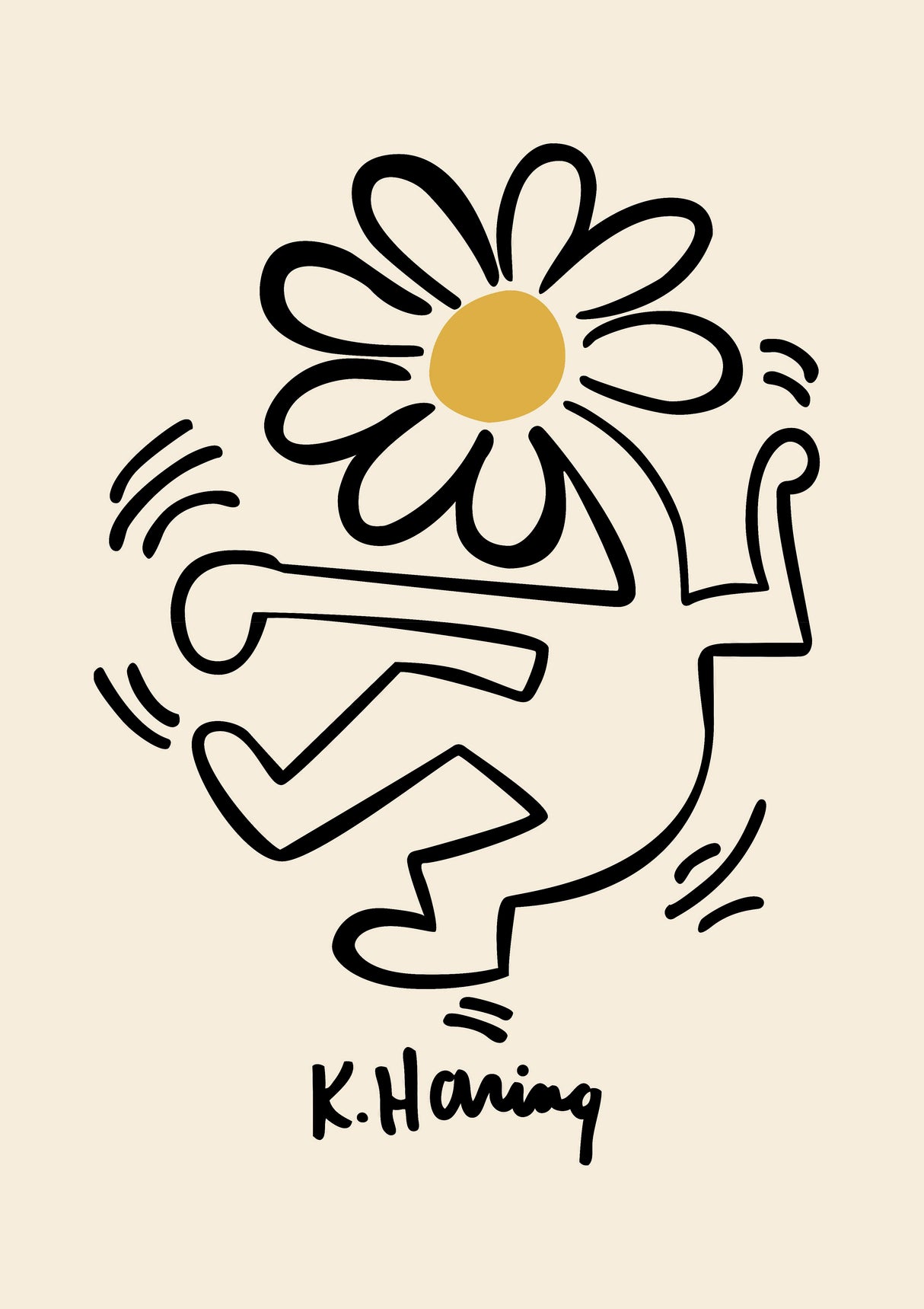 Keith Haring Flowers A2 Size Posters-Pixel Demon