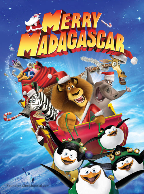 Pixel Demon Merry Madagascar Movie Poster A2 Size