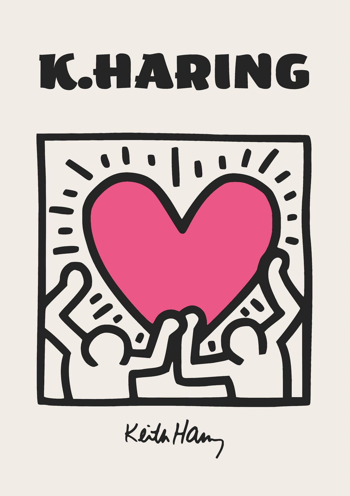 Pink Keith Haring Wall Art Design 3 A2 Size Posters-Pixel Demon