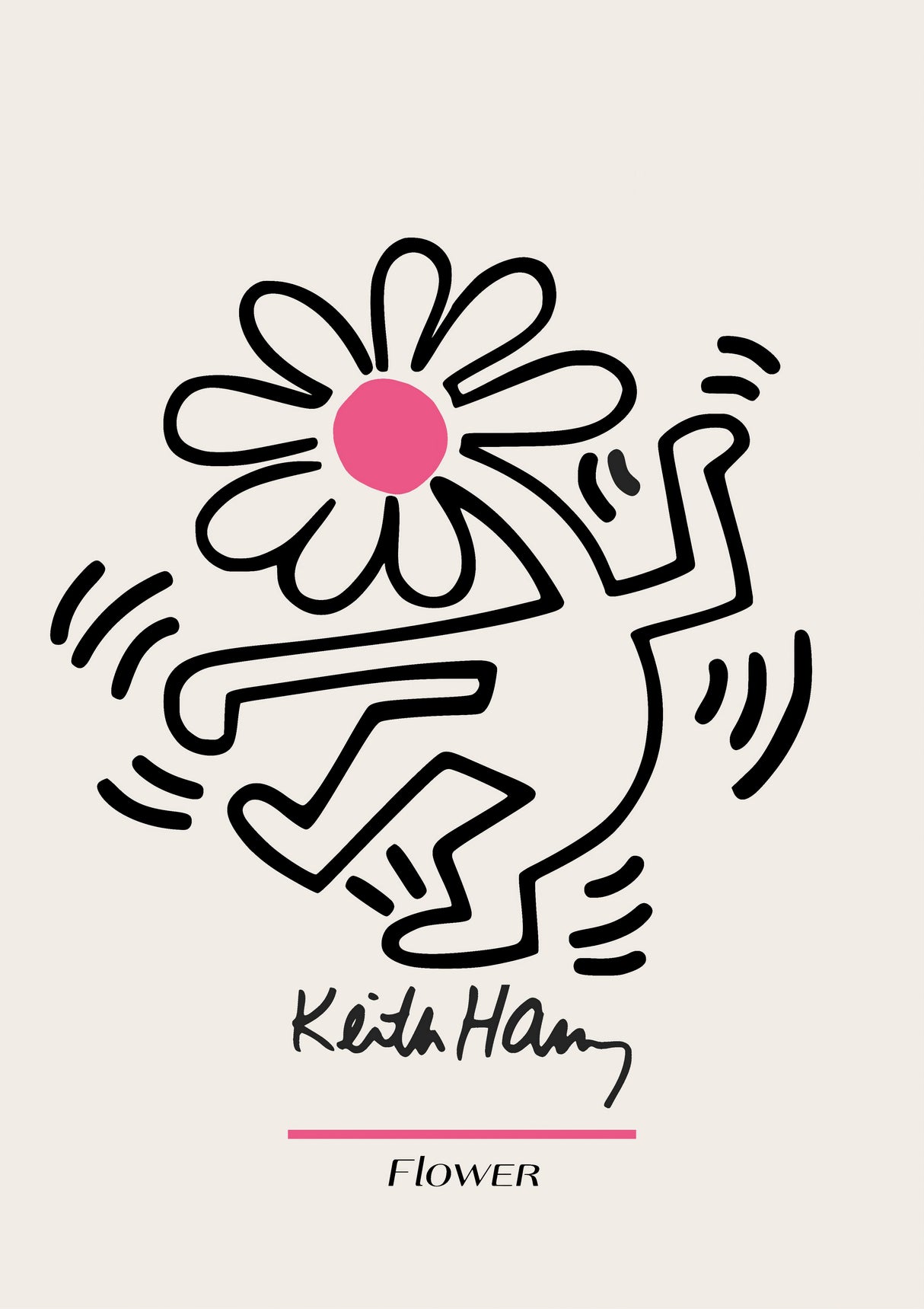 Pink Keith Haring Wall Art Design 4 A2 Size Posters-Pixel Demon