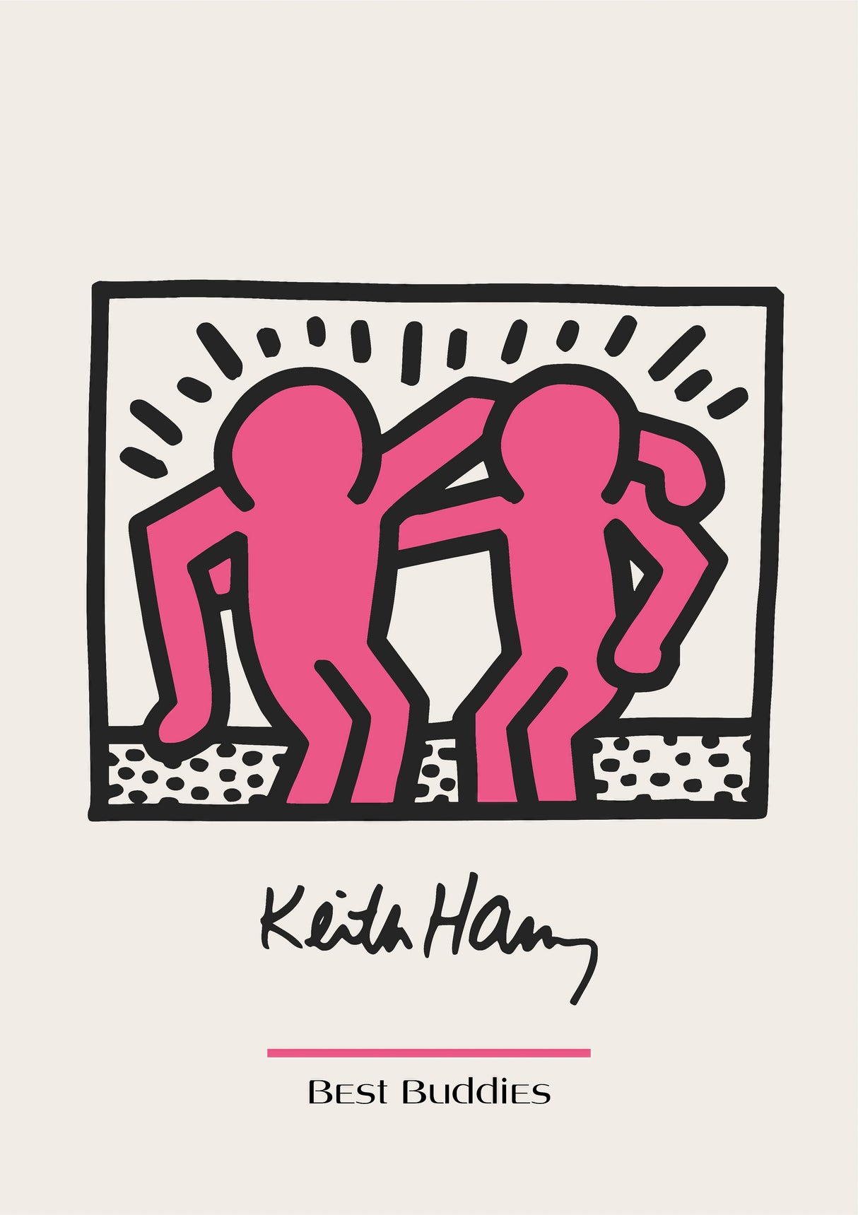 Pink Keith Haring Wall Art Design 6 A2 Size Posters-Pixel Demon