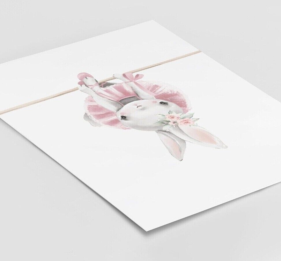 Ballerina Bunny Poster Prints Nursery Wall Art Full Set A2 Poster - Pixel Demon