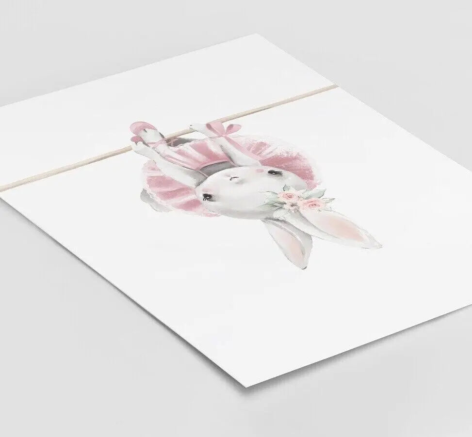 Ballerina Bunny Poster Prints Nursery Wall Art Full Set A2 Poster - Pixel Demon