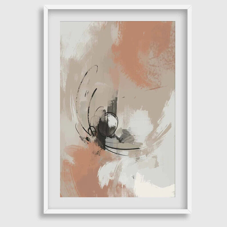 Teracotta Neutral Abstract Wall Art Set Of 3 A2 Posters - Pixel Demon