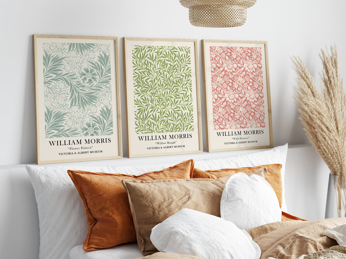 William Morris Trio Colour Wall Art Set Of 5 A2 Size Posters-Pixel Demon