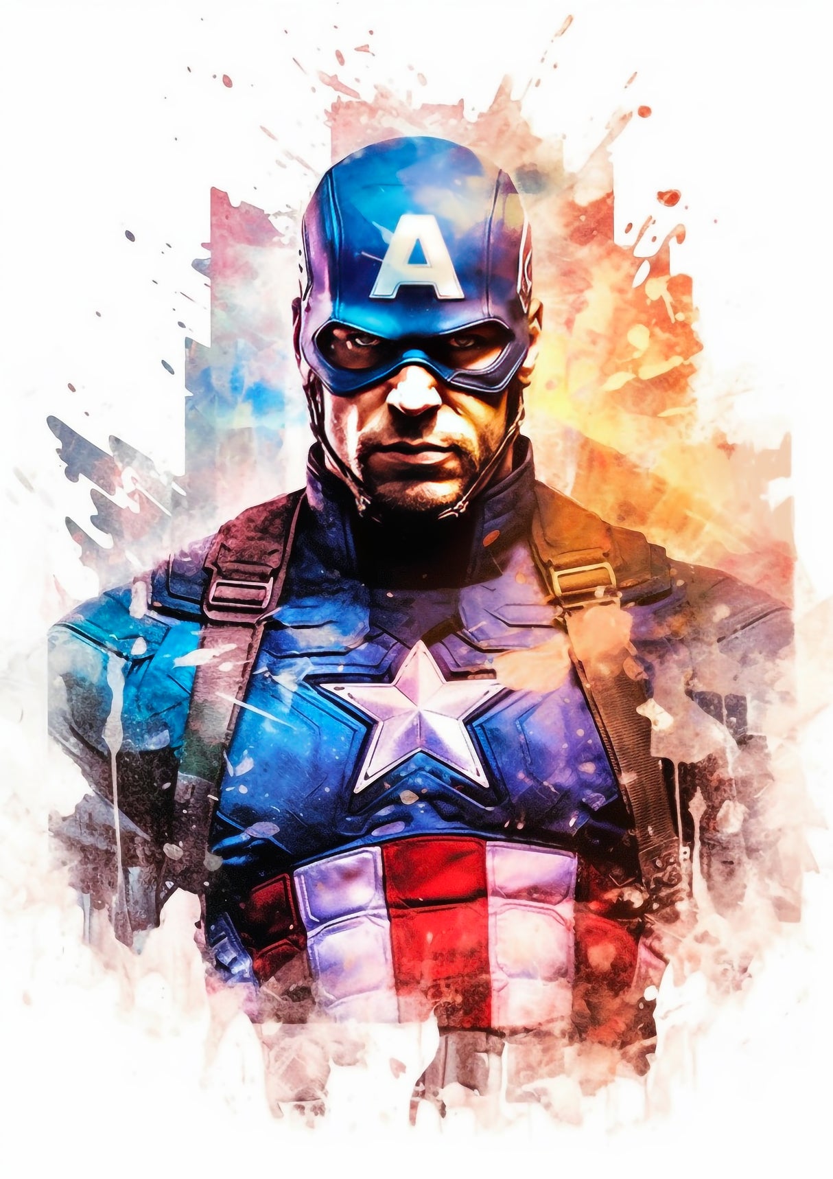 Marvel Watercolor Captain America A2 Size Posters-Pixel Demon