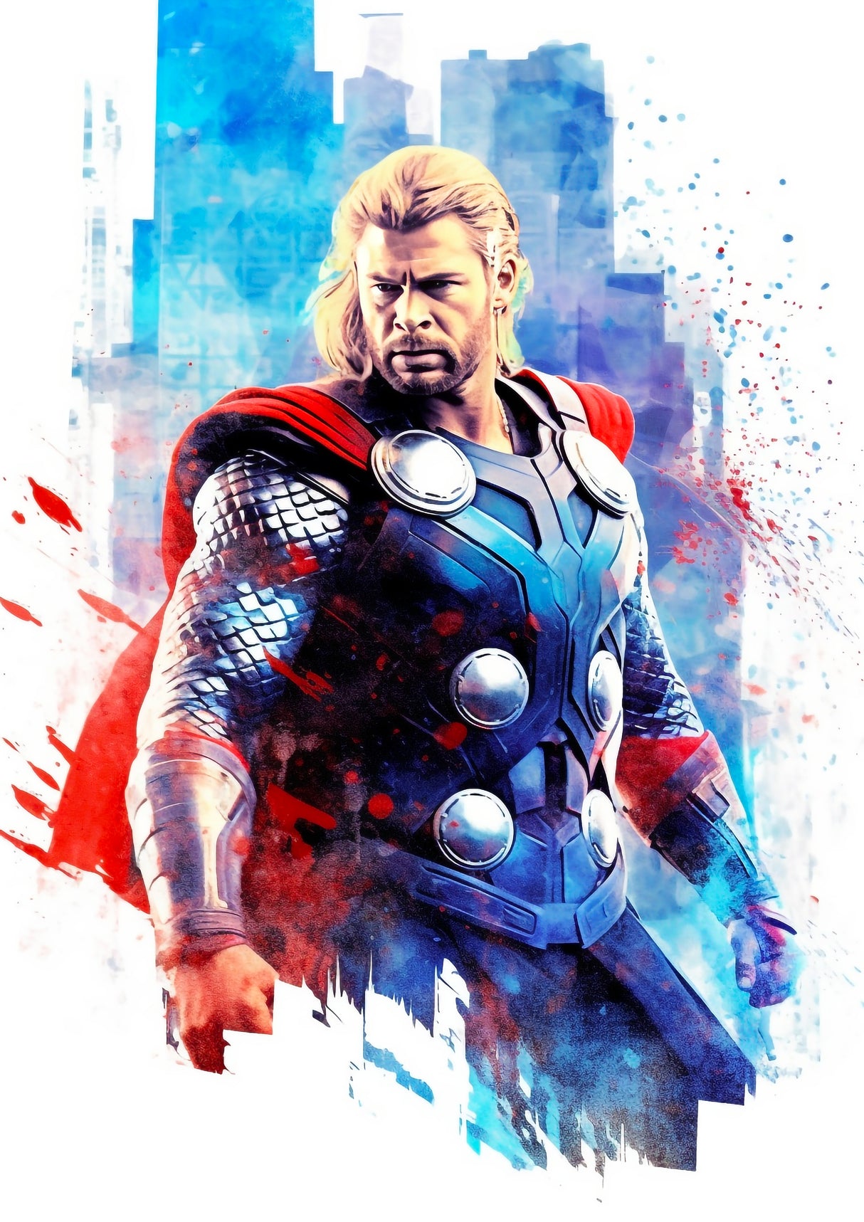 Marvel Watercolor Thor A2 Size Posters-Pixel Demon
