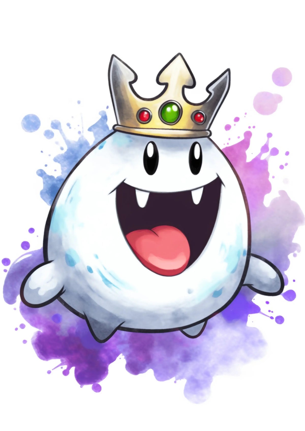 Super Mario Watercolour King Boo A2 Size Posters-Pixel Demon