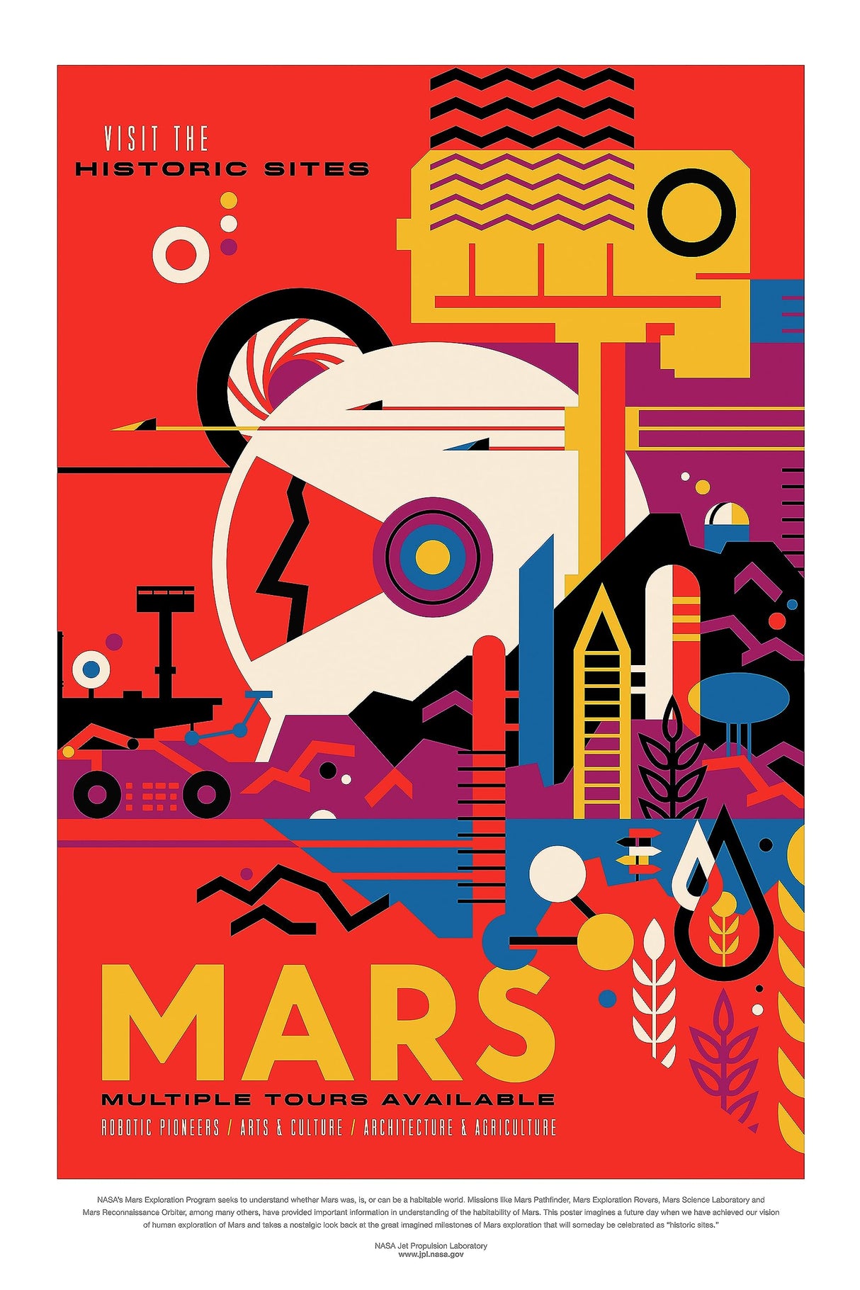 Retro NASA Space Travel Style Mars A2 Size Posters-Pixel Demon