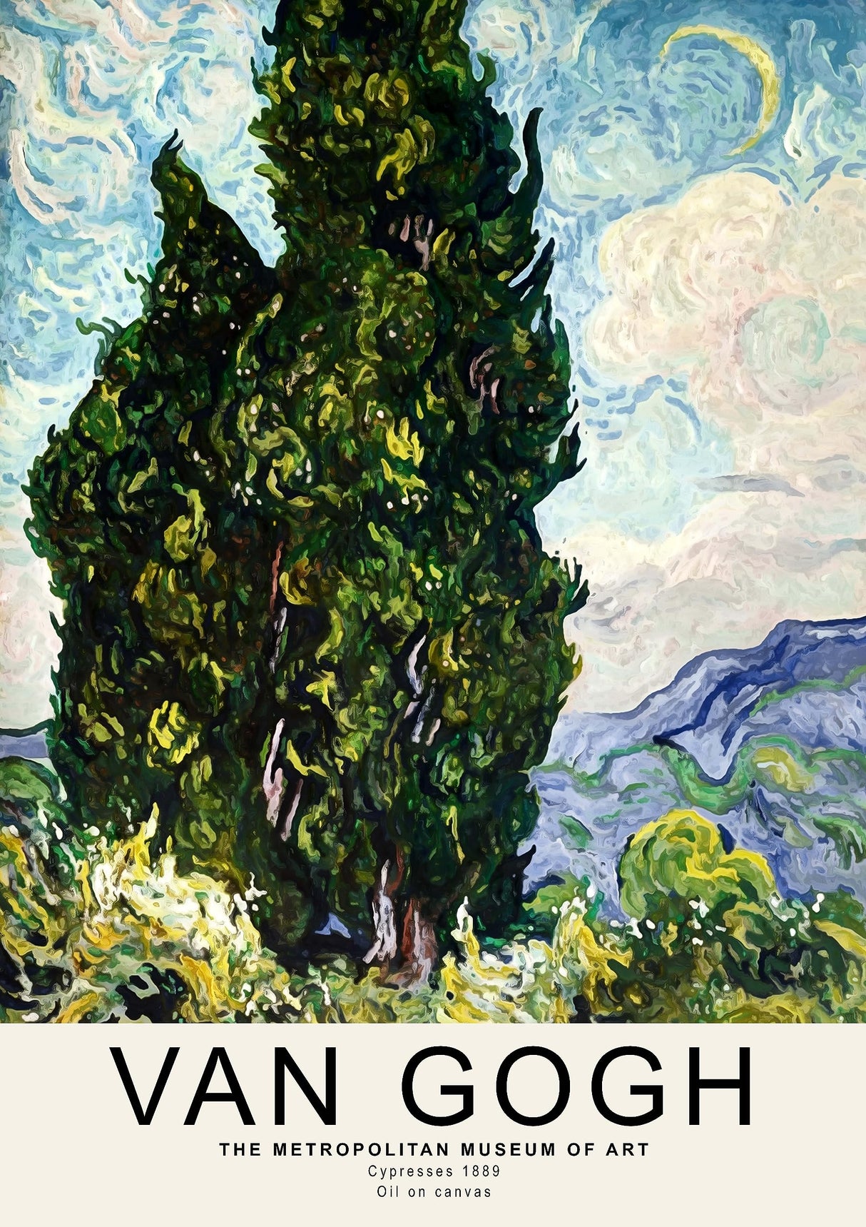 Van Gogh Cypresses 2 A2 Size Posters-Pixel Demon