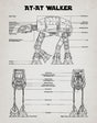 Star Wars Retro Blue Print AT-AT Walker  A2 Size Posters-Pixel Demon