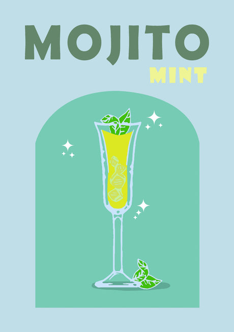 Retro Cocktail Wall Art Mojito A2 Size Posters-Pixel Demon