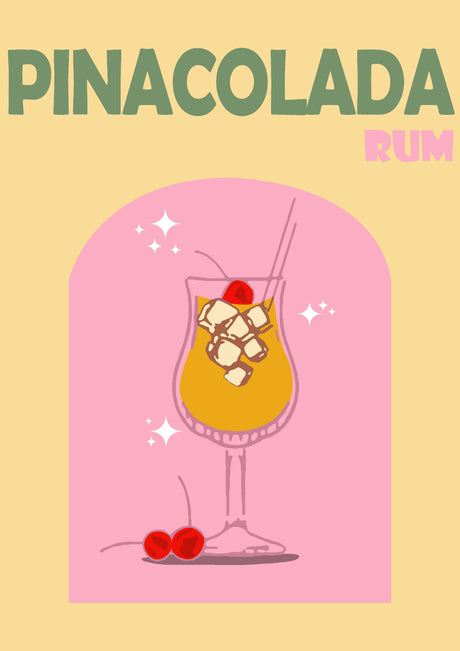 Retro Cocktail Wall Art Pina Colada A2 Size Posters-Pixel Demon