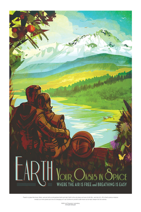 Retro NASA Space Travel Style Earth A2 Size Posters-Pixel Demon