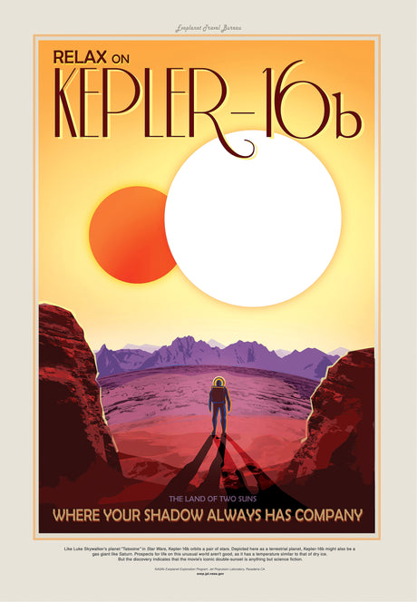Retro NASA Space Travel Style Kelper 16b A2 Size Posters-Pixel Demon