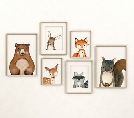 Woodland Animal Wall Art Full Set A4 Size Posters-Pixel Demon