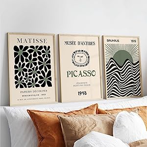 Matisse Sage Green Wall Art Set Of 3 A2 Size Posters-Pixel Demon
