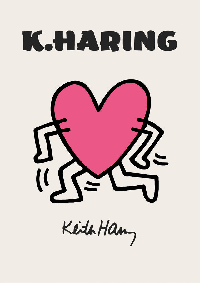 Pink Keith Haring Wall Art Design 1 A2 Size Posters-Pixel Demon