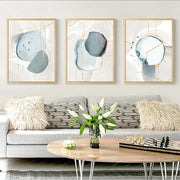 Beige Blue Gold Set of 3 Wall Art A2 Size Posters-Pixel Demon