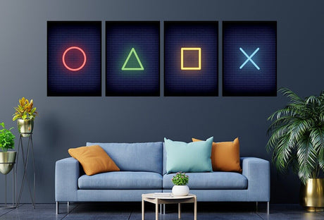 Retro PlayStation Gamer Wall Art Set A2 Size Posters-Pixel Demon