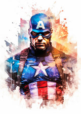 Marvel Watercolor Captain America A2 Size Posters-Pixel Demon