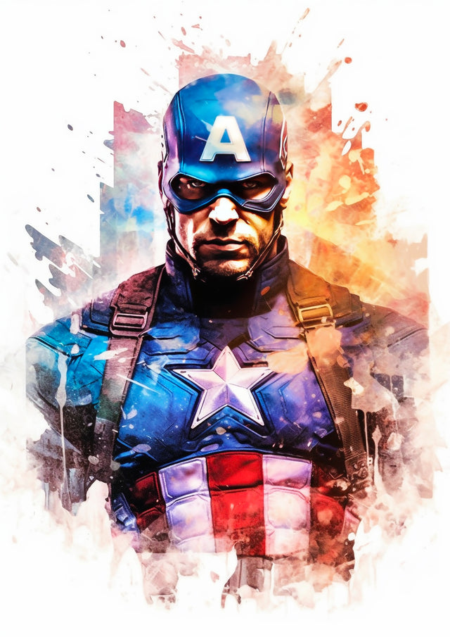 Marvel Watercolor Captain America A2 Size Posters-Pixel Demon