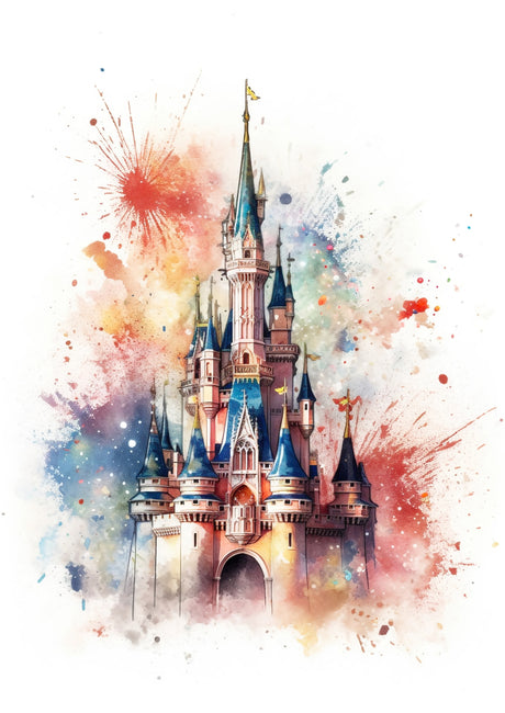 Disney Princess Watercolour Disney Castle A2 Size Posters-Pixel Demon