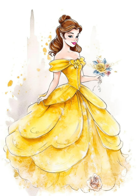 Disney Princess Watercolour Belle A2 Size Posters-Pixel Demon