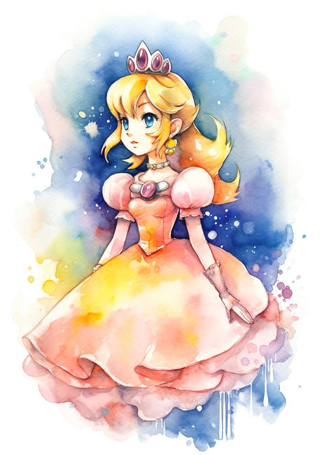 Super Mario Watercolour Princess A2 Size Posters-Pixel Demon