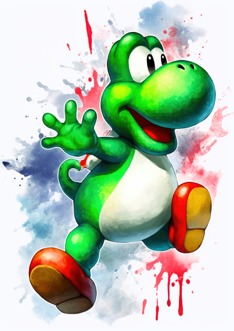 Super Mario Watercolour Yoshi A2 Size Posters-Pixel Demon