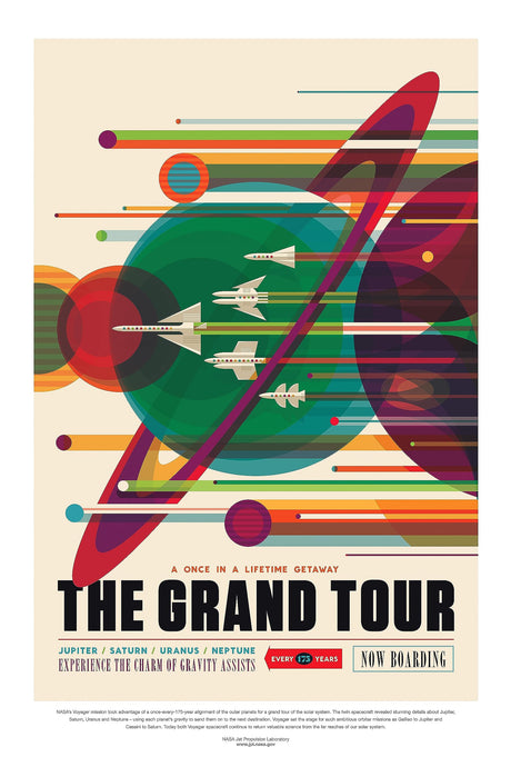 Retro NASA Space Travel Style Grand Tour A2 Size Posters-Pixel Demon